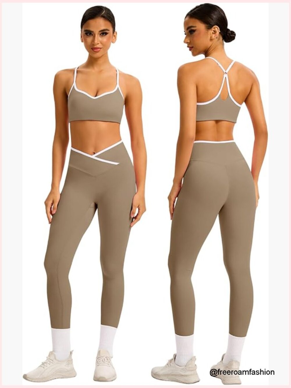 2 Piece Workout Sets Strappy Sports Bra High Waist Shorts Gym Yoga Pilates